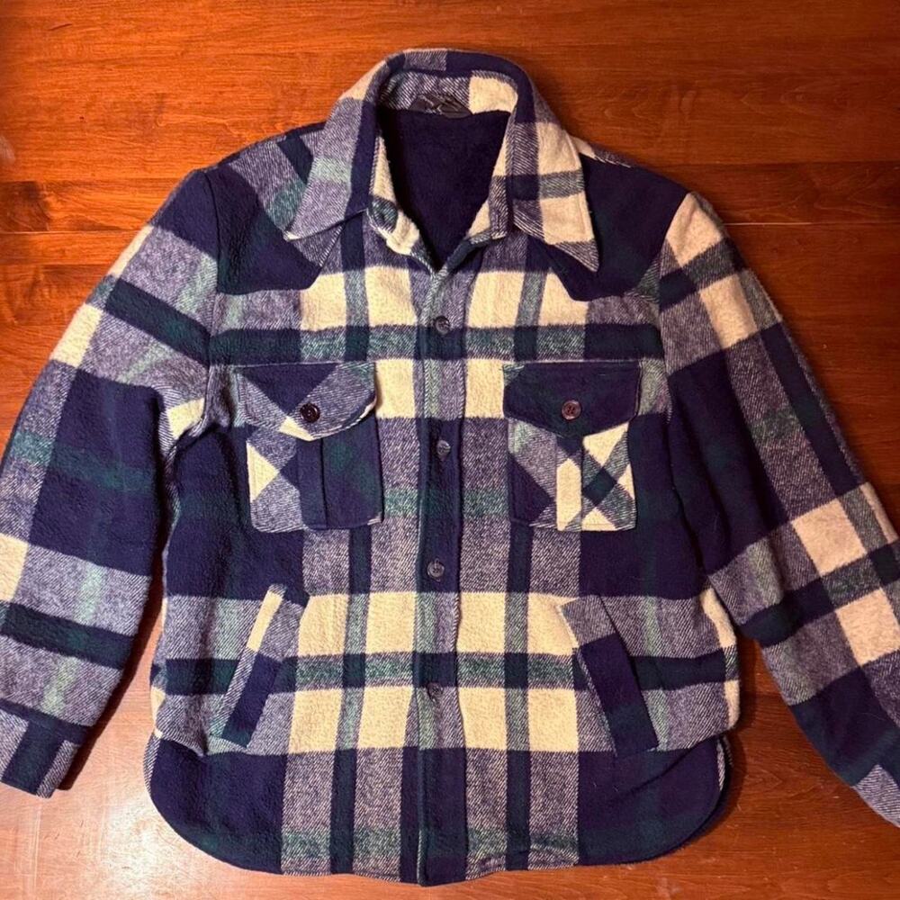 Vintage 80s Union Made Plaid Jacket Sherpa Lined Workwear Chore Coat